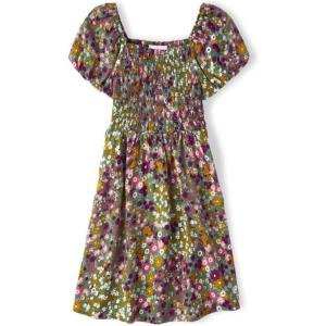 The Children’s Place girls Floral Smocked Babydoll Dress(Eucalyptus Leaf)