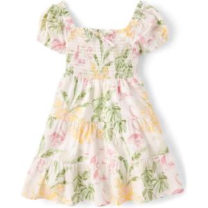 The Children’s Place girls Floral Smocked Babydoll Dress(Simply White Floral)