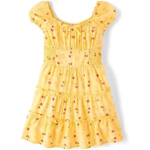 The Children’s Place girls Floral Smocked Babydoll Dress(Sun Valley)