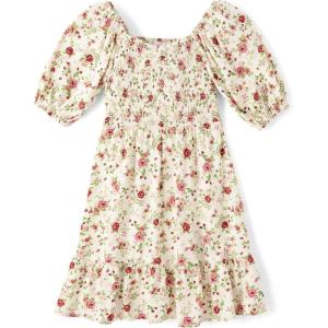 The Children’s Place girls Floral Smocked Babydoll Dress(White Daisy Smocked)