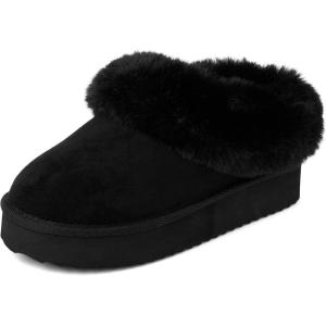 The Children’s Place girls Girls Indoor/Outdoor Comfy Slip on Platform Shoes, Faux Fur Lined(Black)