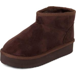 The Children’s Place girls Girls Mini Ankle Platform Boot, Faux-fur Lined(Dk Brown)