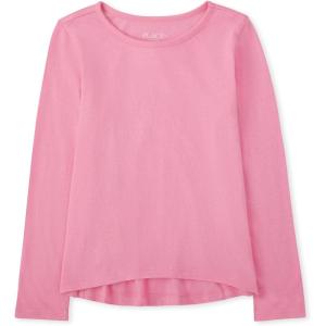 The Children’s Place girls High Low Basic Layering Tee(Bright Pink)