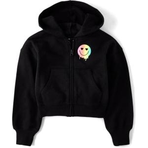 The Children’s Place girls Long Sleeve Hooded Fleece Full Zip Up(Happy Vibes)