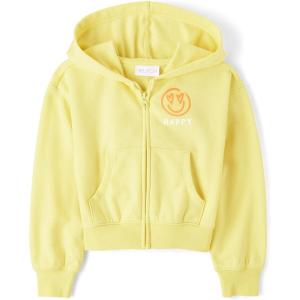 The Children’s Place girls Long Sleeve Hooded Fleece Full Zip Up(Yellow)