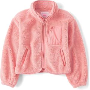 The Children’s Place girls Long Sleeve Sherpa Fleece Full Zip Jacket(Pink Kiss)