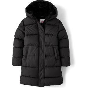 The Children’s Place girls Medium Weight Long Puffer Jacket, Wind-resistant, Water-resistant(Black)