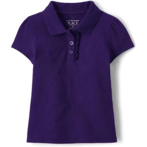 The Children’s Place girls Short Sleeve Ruffle Pique Polo(Regal Violet Single)