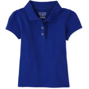 The Children’s Place girls Short Sleeve Ruffle Pique Polo(Renew Blue Single)