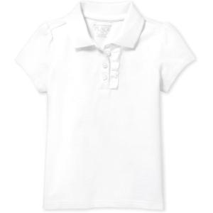 The Children’s Place girls Short Sleeve Ruffle Pique Polo(White)