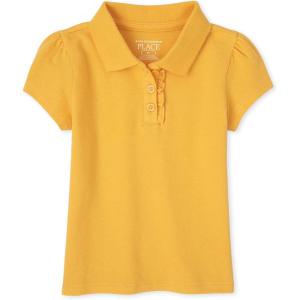 The Children’s Place girls Short Sleeve Ruffle Pique Polo(Yellow Pencil Single)