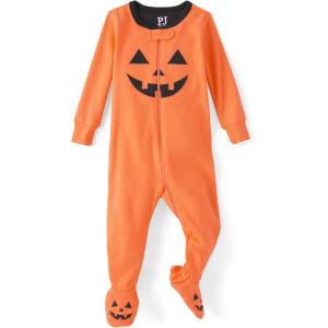 The Children’s Place unisex-baby And Kids, Sibling Matching, Holiday Pajama Sets, Cotton(Pumpkin One Piece)