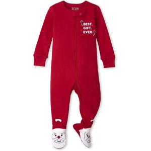 The Children’s Place unisex-baby And Kids, Sibling Matching, Holiday Pajama Sets, Cotton(Red/Santa Footie)