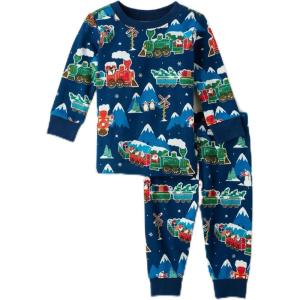 The Children’s Place unisex-baby And Kids, Sibling Matching, Holiday Pajama Sets, Cotton(Trains Glow)