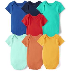 The Children’s Place unisex-baby And Newborn Short Sleeve Bodysuits, Multipacks(Rainbow 7-pack)