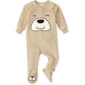 The Children’s Place unisex-baby And Toddler Fleece Zip-front One Piece Footed Pajama(Teddy Bear)