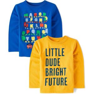 The Children’s Place,Baby Boys,and Toddler Assorted Everyday Long Sleeve Graphic T-Shirts(Alphabet Train/Bright Future)