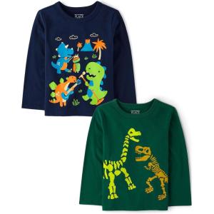 The Children’s Place,Baby Boys,and Toddler Assorted Everyday Long Sleeve Graphic T-Shirts(Dino Bones/Dino)
