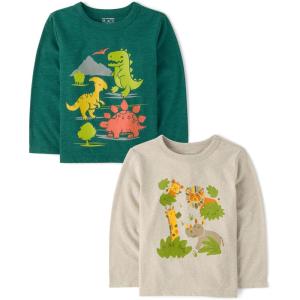 The Children’s Place,Baby Boys,and Toddler Assorted Everyday Long Sleeve Graphic T-Shirts(Dino/Jungle Animals)