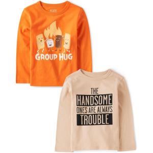 The Children’s Place,Baby Boys,and Toddler Assorted Everyday Long Sleeve Graphic T-Shirts(Group Hug/Handsome Trouble)