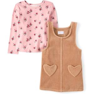 The Children’s Place,Baby Girls,and Toddler Long Sleeve Top and Skirtall Dress Set,Lt Plum Corduroy,18 Months,24 Months