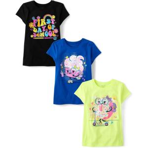 The Children’s Place,Girls,School,Learning Short Sleeve Graphic T-Shirts,3 Pack(First Day of School/Cupcake/Doughnut)