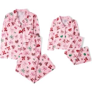 The Children’s Place,Unisex Baby,Mommy and Me Matching Christmas 2 Piece Pajama Sets, Button Up,Holiday Bows(Holiday Bows)