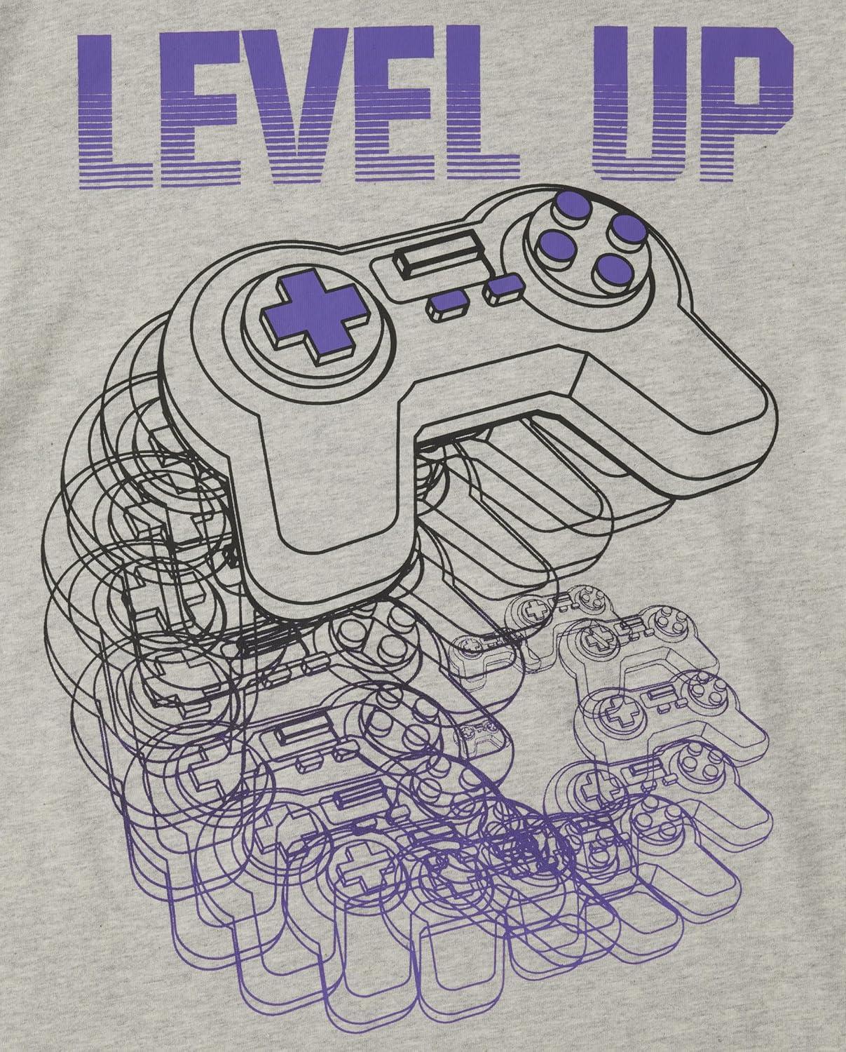 imageThe Childrens Place Boys Short Sleeve Graphic TShirt 3PackVirtualGameLevel Up 3pack