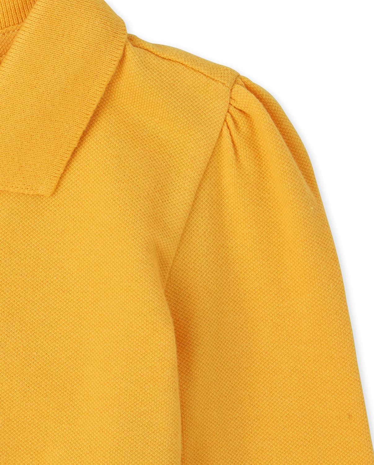 imageThe Childrens Place Girls Long Sleeve Ruffle Pique PoloYellow Pencil