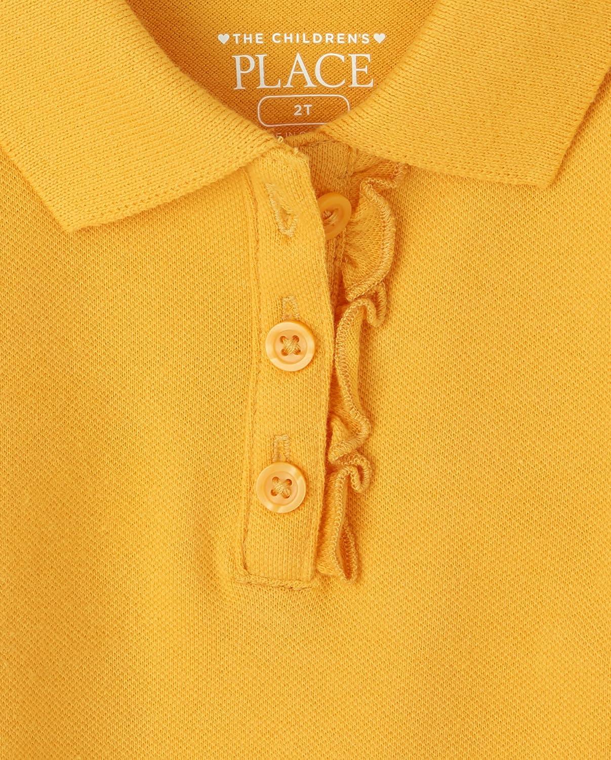 imageThe Childrens Place Girls Long Sleeve Ruffle Pique PoloYellow Pencil