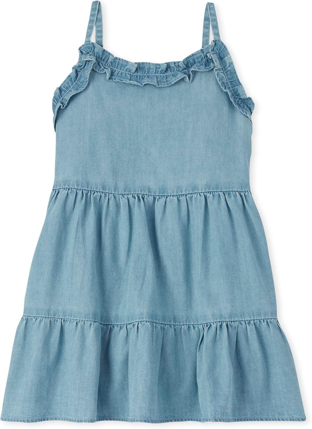 imageThe Childrens Place Girls Short Sleeve Dressy DressDenim Blue