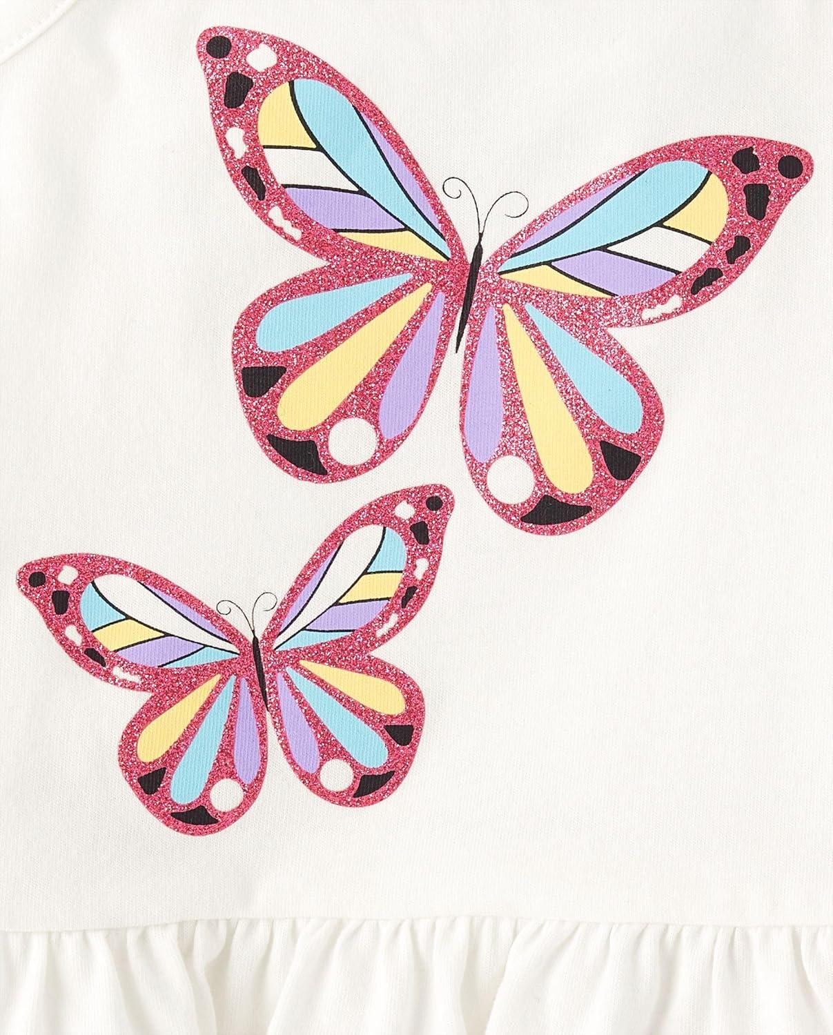 imageThe Childrens Place babygirls And Toddler Tank Top and Shorts 2 Piece Outfit SetPink Butterflies