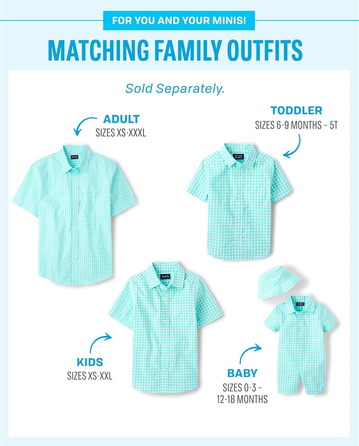imageThe Childrens Place boys Short Sleeve Button Up ShirtMellow Aqua Plaid