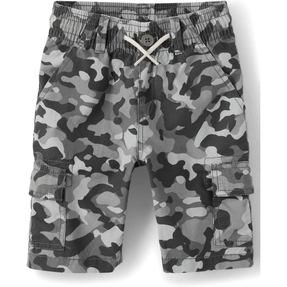imageThe Childrens Place Baby Boys and Toddler Pull on Cargo ShortsGrey Camo