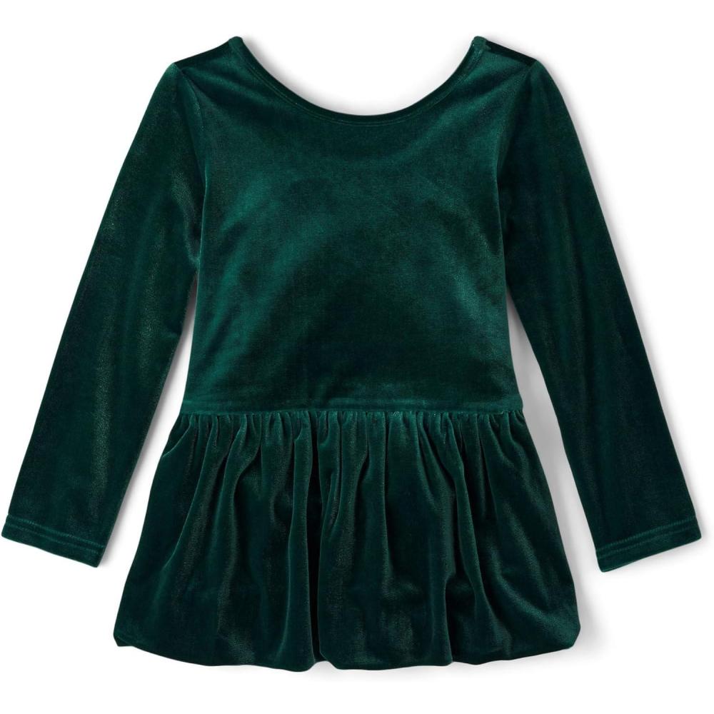 imageThe Childrens Place Baby Girls Plaid Flannel Woven Tiered DressBalt Green Velour