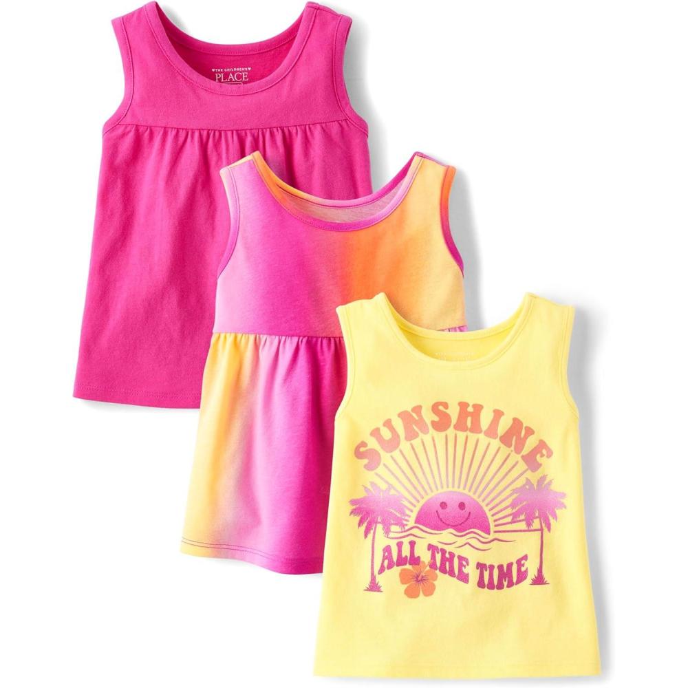 imageThe Childrens Place Baby Toddler Girls Everyday Tank TopsPink Ombre 3pack