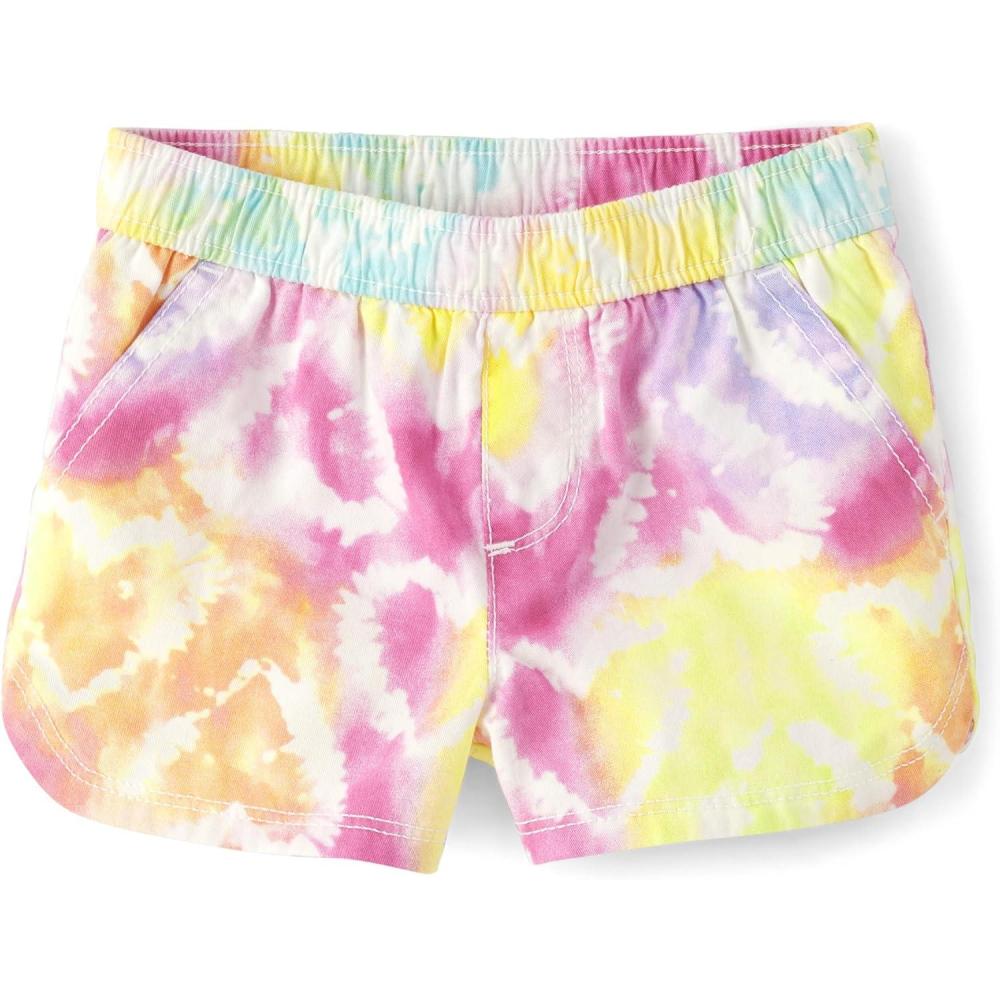 imageThe Childrens Place BabyGirls and Toddler Twill Pull on ShortsHeart Tie Dye