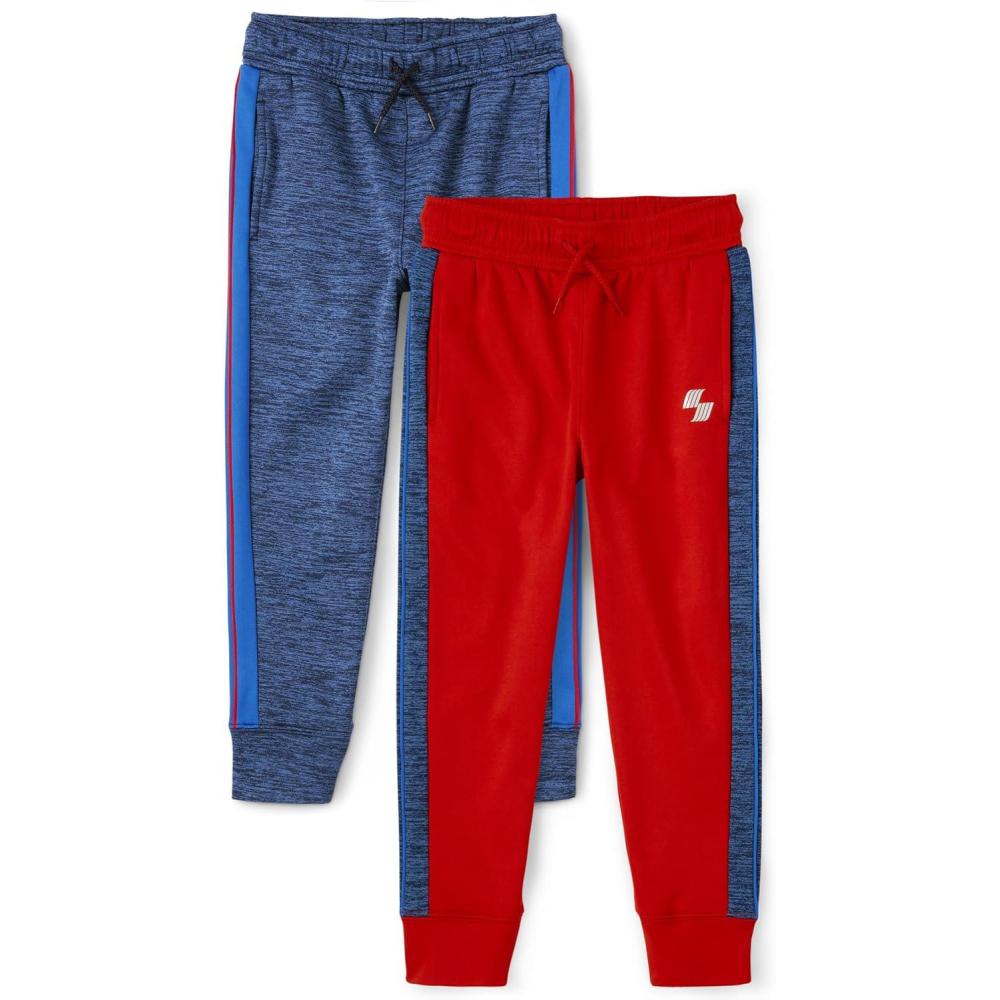 imageThe Childrens Place Boys Active Jogger PantsRed Side StripeTidal Side Stripe 2pack