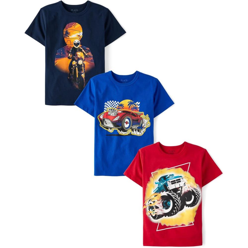 imageThe Childrens Place Boys AnimalsCars Short Sleeve Graphic TShirts3 PackSpeed Demon 3pack