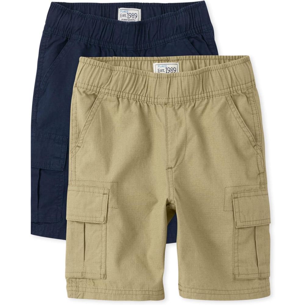 imageThe Childrens Place Boys Essential Cargo ShortsFlaxTidal 2pack