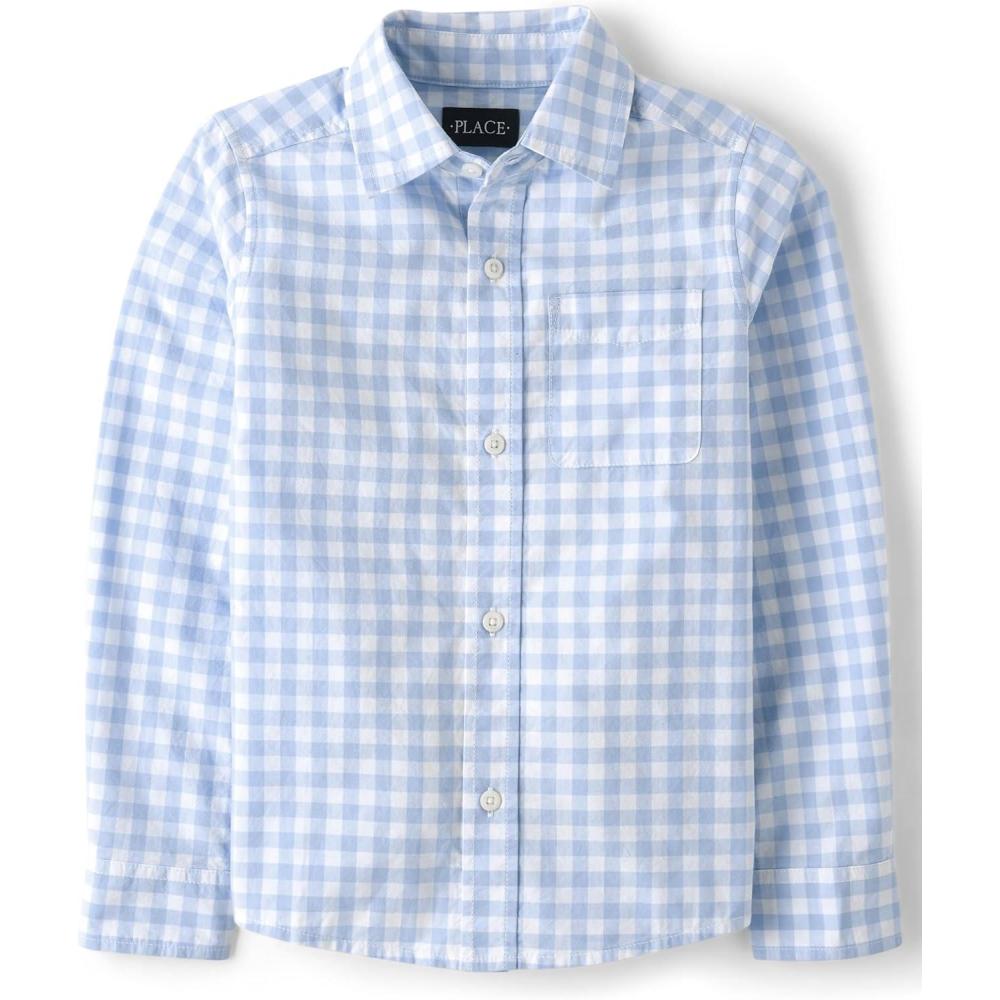 imageThe Childrens Place Boys Long Sleeve Poplin Button Down ShirtButton Down ShirtWhirlwhind Gingham