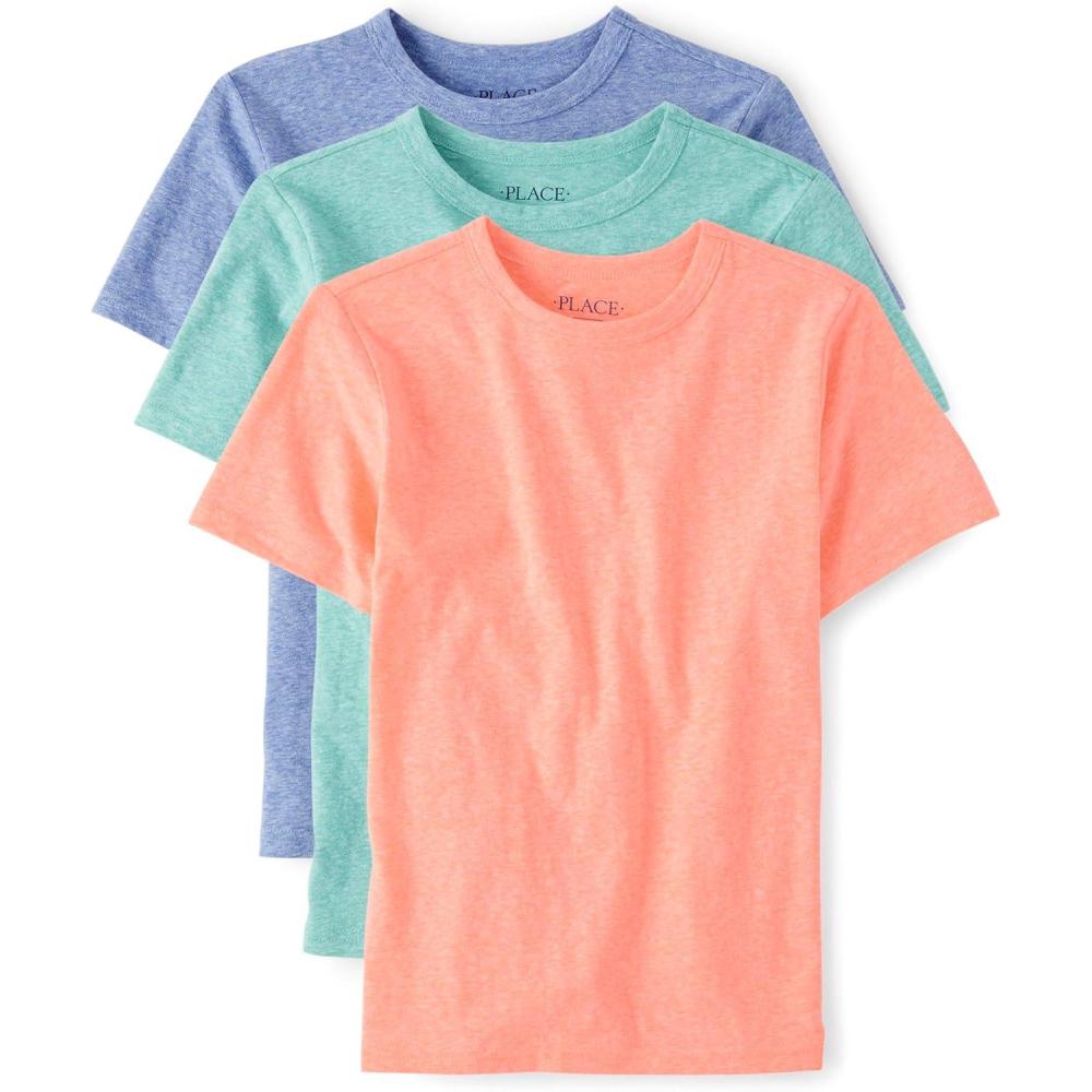 imageThe Childrens Place Boys Short Sleeve Crew Neck TShirtsLight Multi Color 3pack