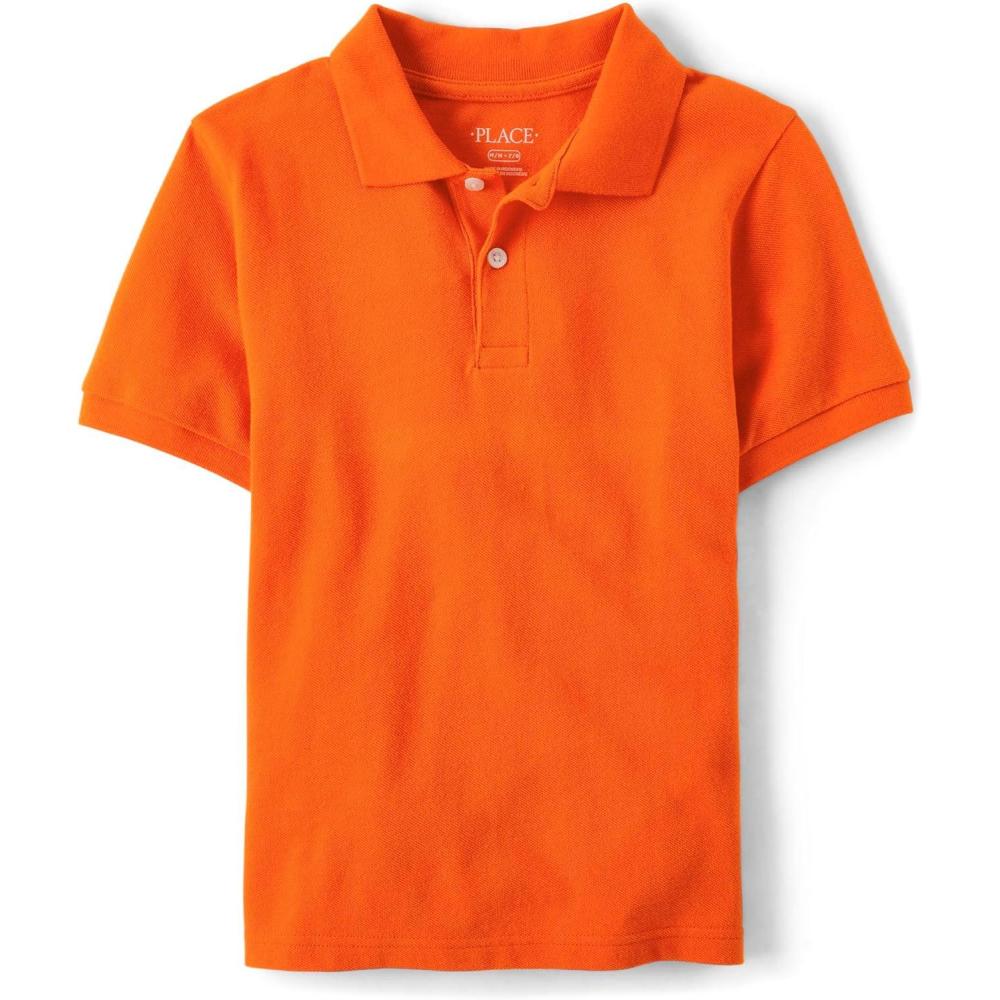 imageThe Childrens Place Boys Uniform Short Sleeve Pique PoloFlame