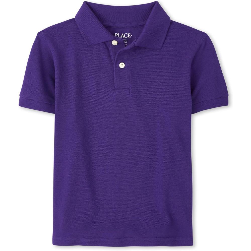 imageThe Childrens Place Boys Uniform Short Sleeve Pique PoloRegal Violet Single