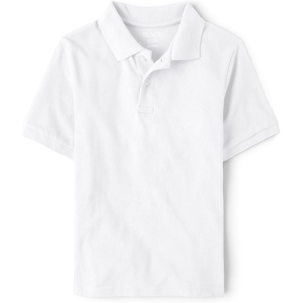 imageThe Childrens Place Boys Uniform Short Sleeve Pique PoloWhite