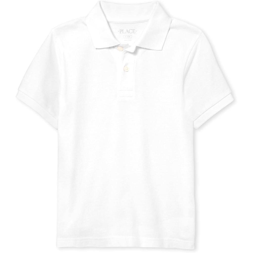 imageThe Childrens Place Boys Uniform Short Sleeve Pique PoloWhite Single