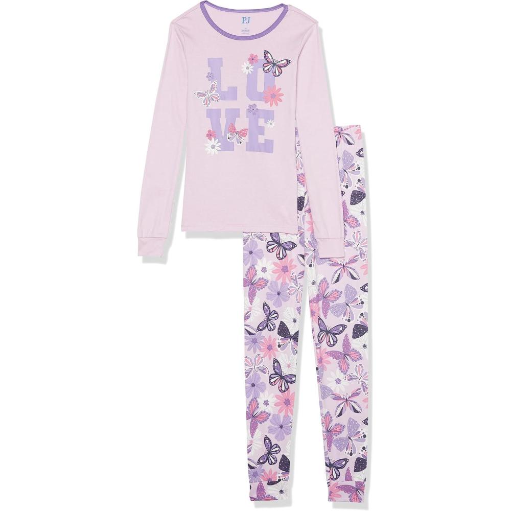 imageThe Childrens Place Girls Long Sleeve Top and Pants Pajama SetsButterfly Floral