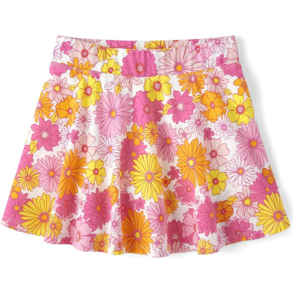 imageThe Childrens Place Girls PullOn Everyday SkortsFloral Fushia