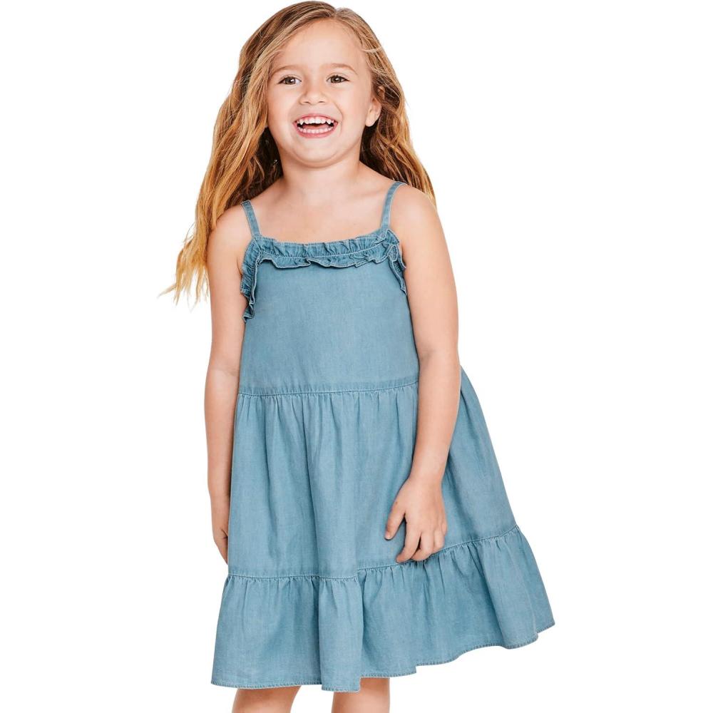 imageThe Childrens Place Girls Short Sleeve Dressy DressDenim Blue