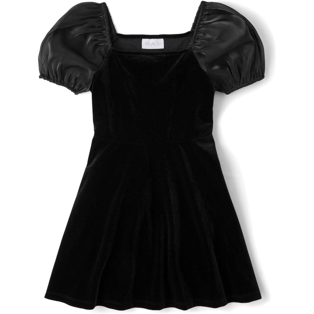 imageThe Childrens Place Girls Short Sleeve Dressy DressesBlack Velour